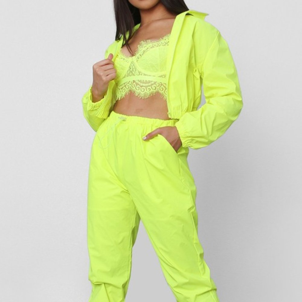 Reflective Windbreaker Jacket And Jogger Pant Set